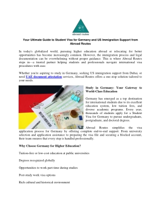 Your Ultimate Guide to Student Visa for Germany and US Immigration Support from Abroad Routes