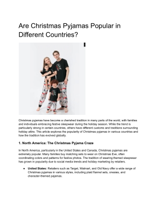 Are Christmas Pyjamas Popular in Different Countries?