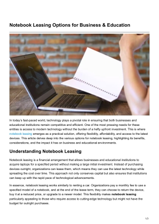 Notebook Leasing Options for Business & Education