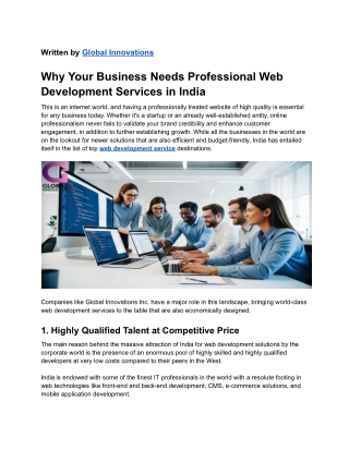 Why Your Business Needs Professional Web Development Services in India  Global Innovations