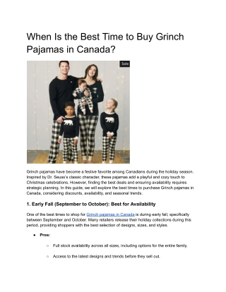 When Is the Best Time to Buy Grinch Pajamas in Canada?