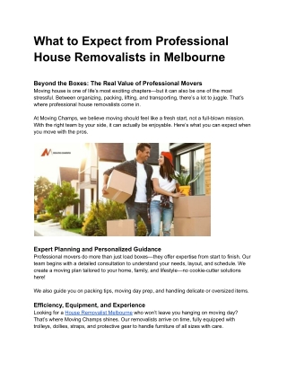 What to Expect from Professional House Removalists in Melbourne