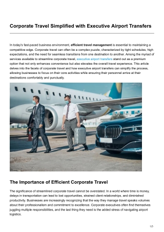 Corporate Travel Simplified with Executive Airport Transfers