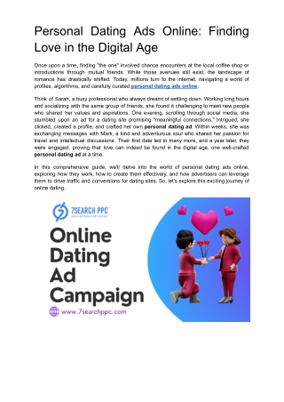 Personal Dating Ads Online: Finding Love in the Digital Age
