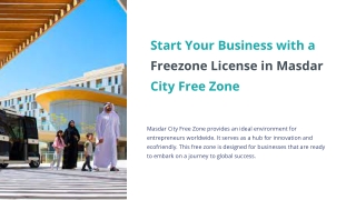 Start Your Business with a Freezone License in Masdar City Free Zone