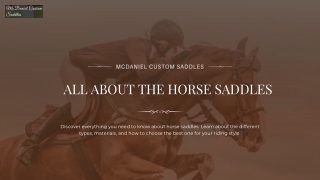 The Ultimate Guide: All About Horse Saddles