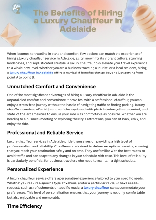 What are the Benefits of Hiring a Luxury Chauffeur in Adelaide