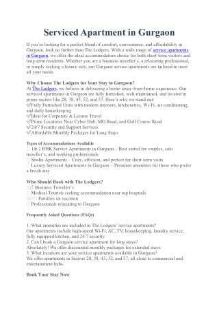 Serviced Apartment in Gurgaon