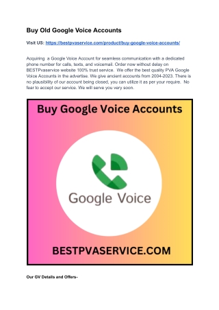 Buy Old Google Voice Accounts