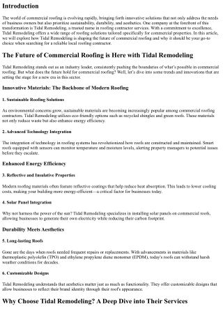 The Future of Commercial Roofing is Here with Tidal Remodeling