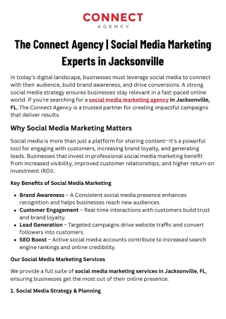 The Connect Agency | Social Media Marketing Experts in Jacksonville