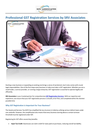 Get Professional GST Registration Services by SRV Associates