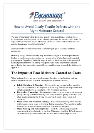 How to Avoid Costly Textile Defects with the Right Moisture Control