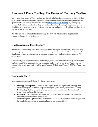 Automated Forex Trading