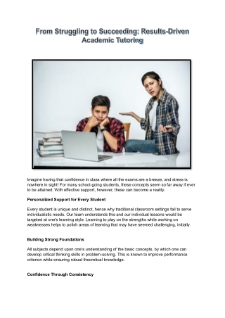 From Struggling to Succeeding Results-Driven Academic Tutoring