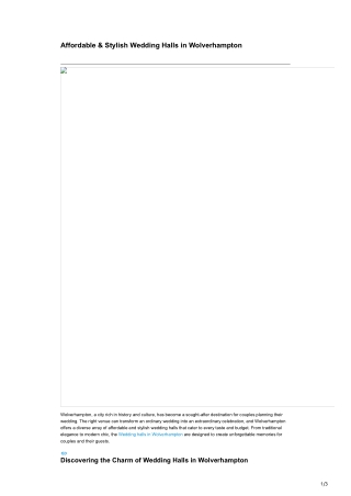 Affordable & Stylish Wedding Halls in Wolverhampton