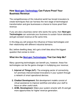 How Next-gen Technology Can Future Proof Your Business Revenue