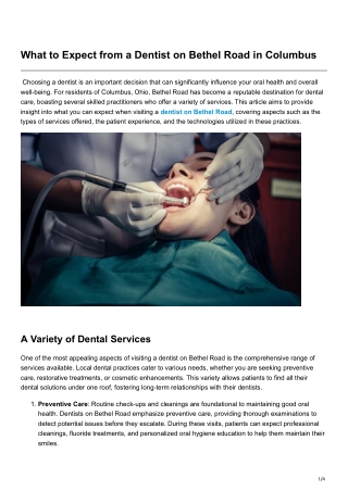 What to Expect from a Dentist on Bethel Road in Columbus