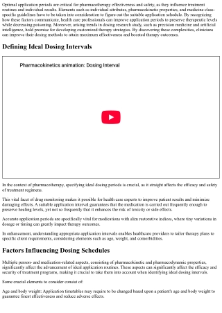 Optimal Dosing Intervals for Maximum Efficacy