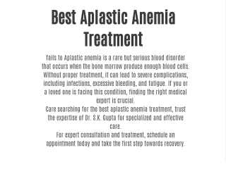Best Aplastic Anemia Treatment