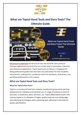 What are Toptul Hand Tools and Elora Tools? The Ultimate Guide
