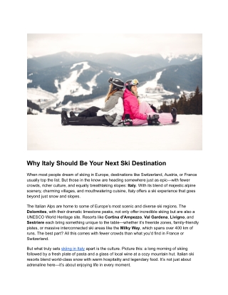 Why Italy Should Be Your Next Ski Destination
