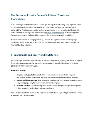 The Future of Exterior Facade Solutions Trends and Innovations