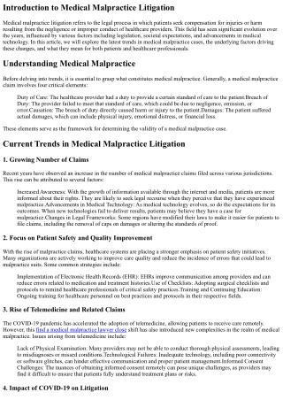 Trends in Medical Malpractice Litigation