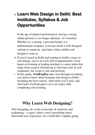 web designing courses in delhi