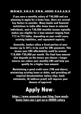 Home Loan for 40000 Salary