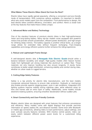 What Makes These Electric Bikes Stand Out from the Rest