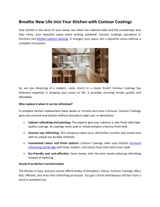 Breathe New Life into Your Kitchen with Contour Coatings