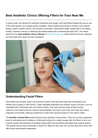 Best Aesthetic Clinics Offering Fillers for Face Near Me