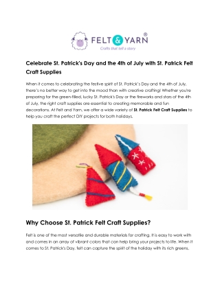 Celebrate with St. Patrick Felt Craft Supplies from Felt and Yarn