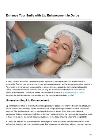 Enhance Your Smile with Lip Enhancement inDerby