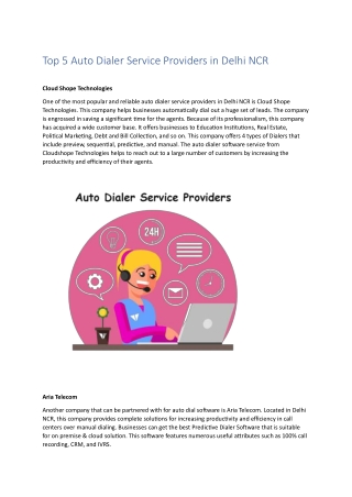 Top Auto Dialer Service Provider