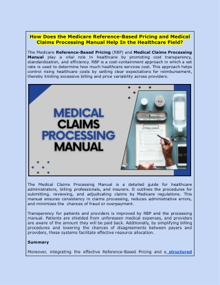 How Does the Medicare Reference-Based Pricing help In the Healthcare Field