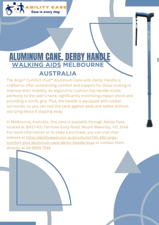 Aluminum Cane, Derby Handle Walking Aids Melbourne Australia