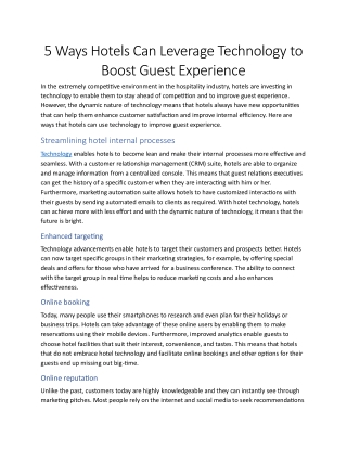 5 Ways Hotels Can Leverage Technology to Boost Guest Experience