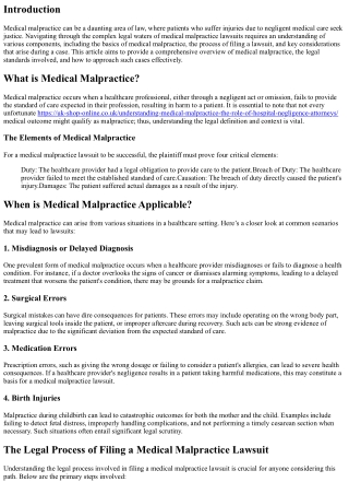 Navigating Legal Waters: Understanding Medical Malpractice Lawsuits