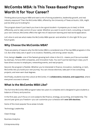 McCombs MBA Is This Texas-Based Program Worth It for Your Career