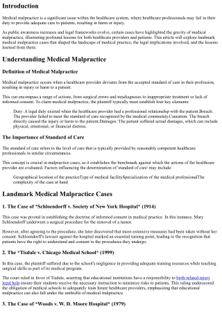 Medical Malpractice: Lessons Learned from Landmark Cases