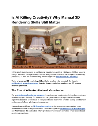 Is AI Killing Creativity_ Why Manual 3D Rendering Skills Still Matter
