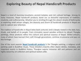 Exploring Beauty of Nepal Handicraft Products