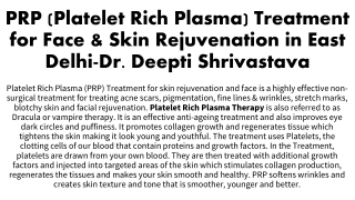 PRP (Platelet Rich Plasma) Treatment