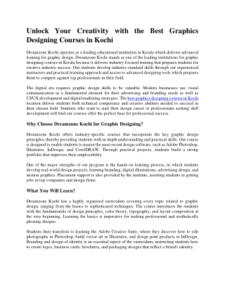 Dreamzone - Unlock Your Creativity with the Best Graphics Designing Courses in Kochi