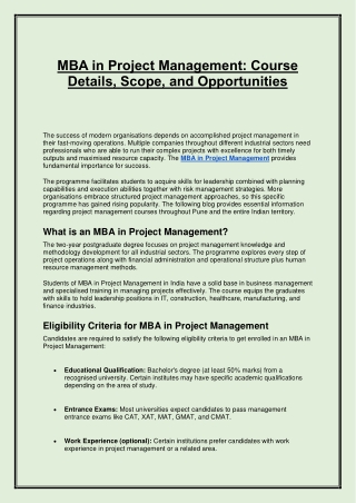 MBA in Project Management: Course Details, Scope, and Opportunities