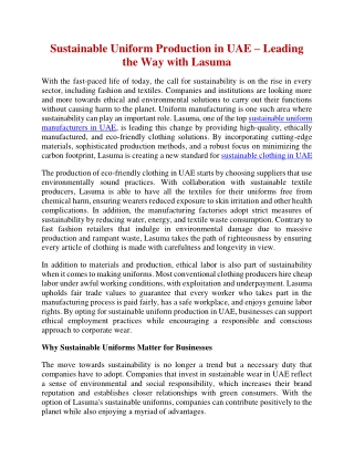 La Sum- Sustainable Uniform Production in UAE