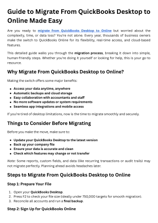 Guide to Migrate From QuickBooks Desktop to Online Made Easy
