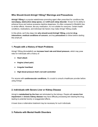 Who Should Avoid Artvigil 150mg_ Warnings and Precautions